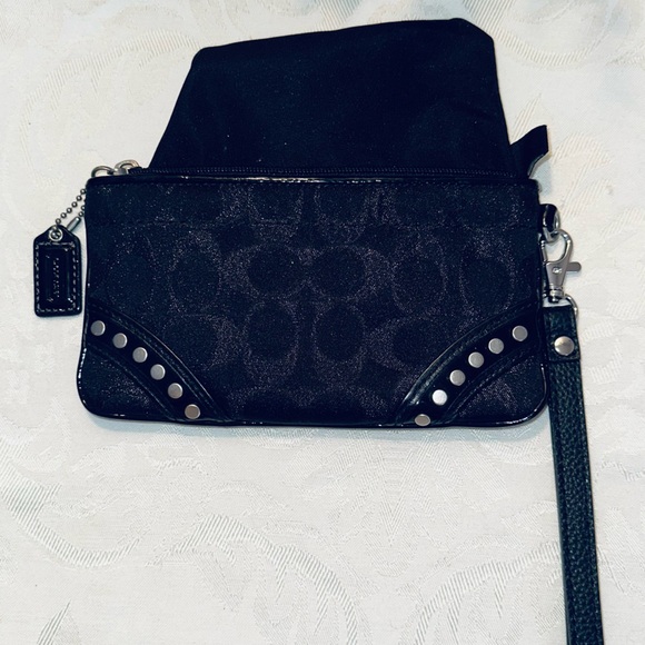 Coach Signature Studded Black Wristlet – Style F48111 - Picture 6 of 6